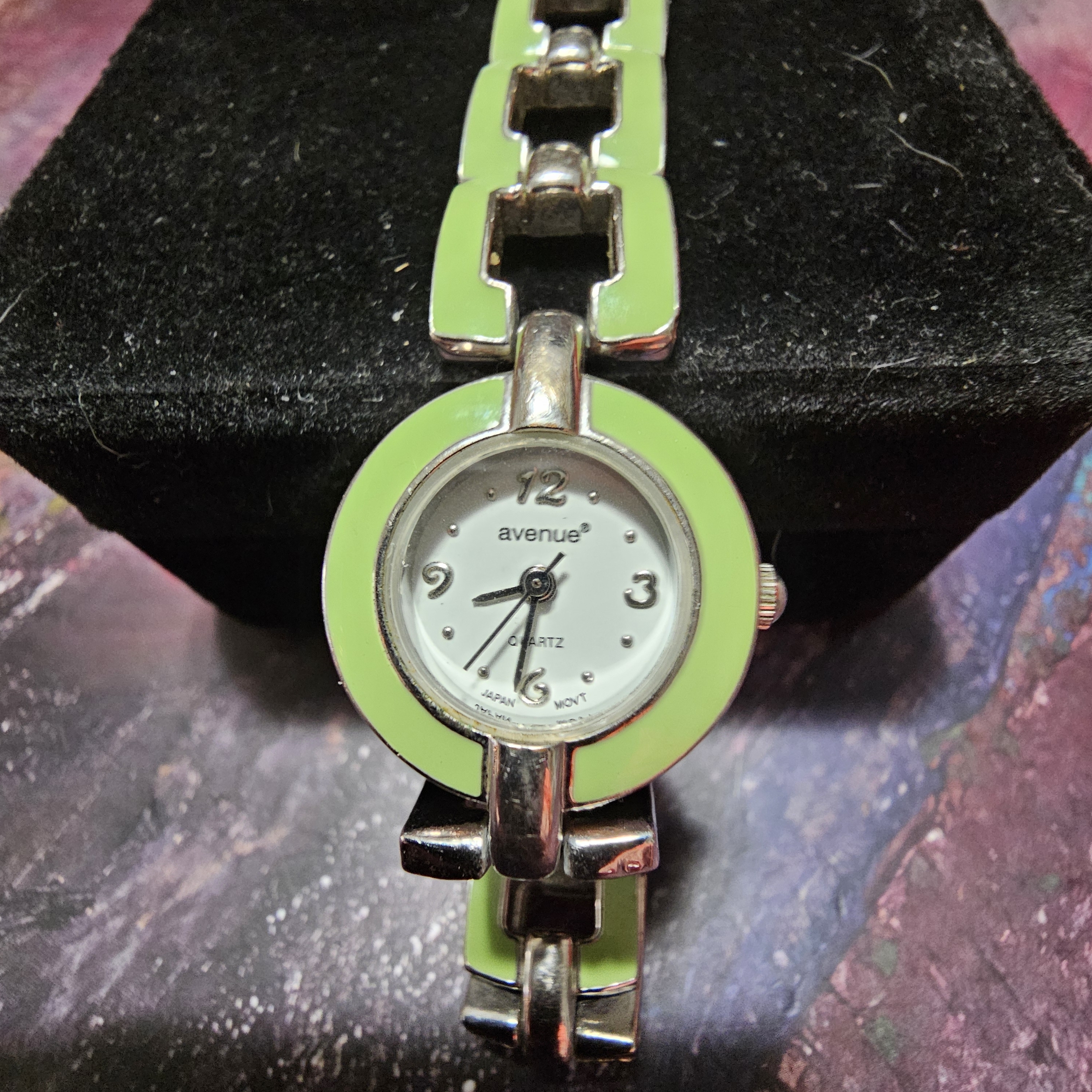 Avenue Silver And Lime Green Watch 22$